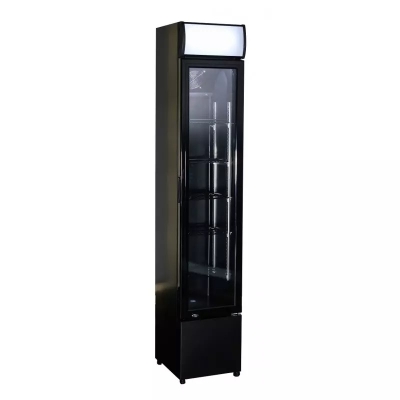 RÉFRIGÉRATEUR PORTE EN VERRE ÉTROIT NOIR